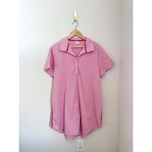 CARYN LAWN Jackie Dress Size OSFM Pink Checkered Dark Trim Long Sleeve Pockets